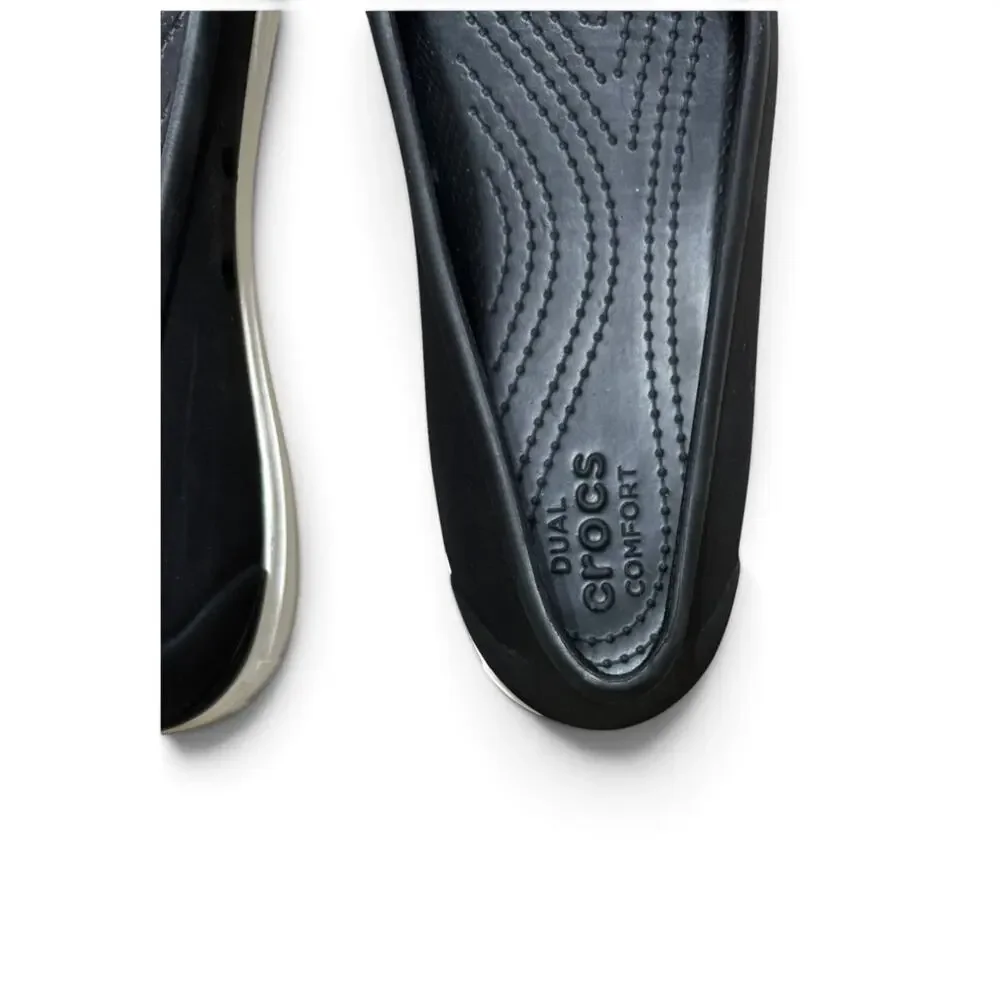 Crocs Women's CitiLane Dual Comfort Slip-On Shoes Flats Size 10 Black White